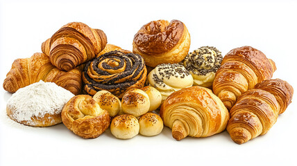 bakery items corner isolated on white background
