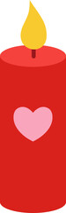 Valentine romantic candle flat icon vector.
valentine's day element.
Transparent background.