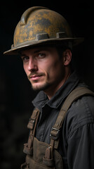 Fototapeta premium portrait of a miner in an underground coal mine 