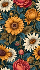 seamless background with flowers