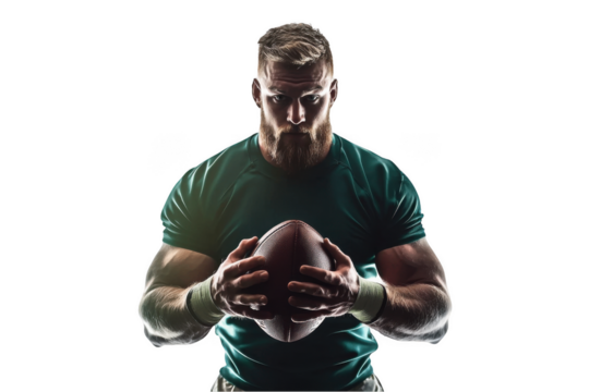 Rugby player American football player isolated on a white background whit