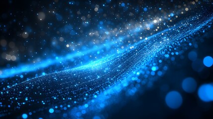 Fototapeta premium Abstract digital identity biometric technology background with blue bokeh lights and fingerprint symbolizing advanced security, data protection, cybersecurity on dark abstract background,