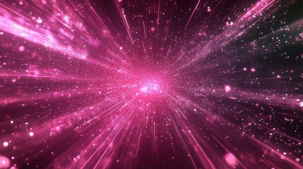Naklejka premium Futuristic Particle Trajectory Network in Vibrant Pink and Purple