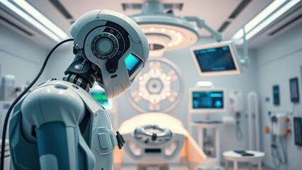 Fototapeta premium Surgical Robot in Modern Operating Room 