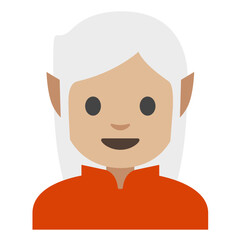 Medium-Light-Skinned Elf Vector Illustration - Elegant Fantasy Character Clipart Design