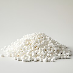 Pile of white marshmallows isolated on white background