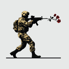 Flat design soldier silhouette Veterans Vector