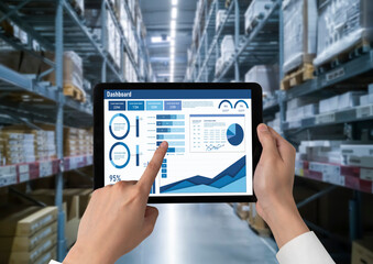 Business data dashboard provide business intelligence analytic for marketing strategy planning snugly with big data set to analyze customer demands and foreseeing business future