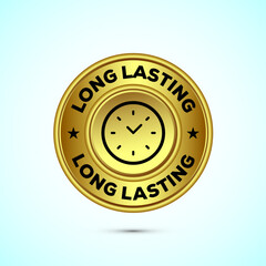 Long lasting icon design illustration. Durability icon design. Represents durability. Gold Color Button Design
