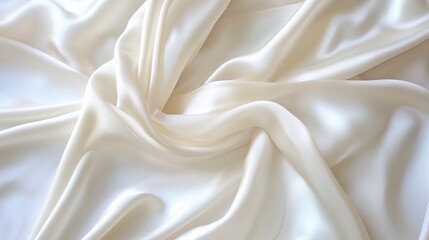 Obraz premium Luxurious White Silk Fabric Draped Elegantly on a Soft Surface