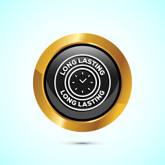 Long lasting icon design illustration. Durability icon design. Represents durability. Yellow Color Round Button Design