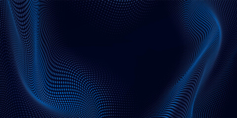 Dot white blue wave light screen gradient texture background. Abstract technology big data digital