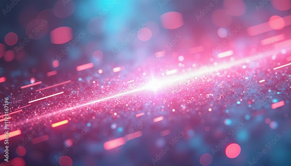 Poster abstract neon light waves and particles glowing on a dark background