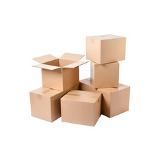 Fototapeta premium Several open Carton boxes on transparent background, PNG