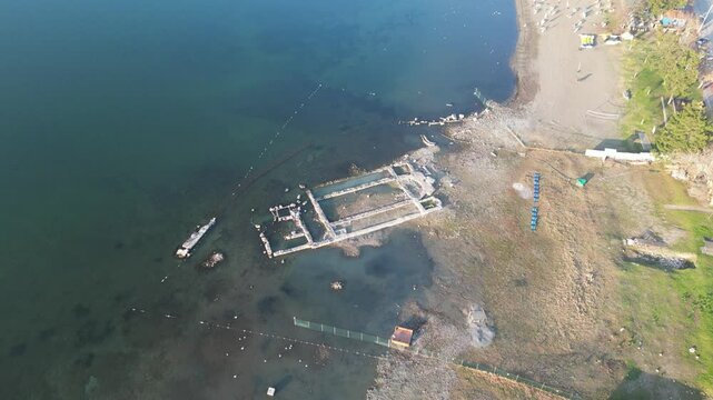 The Basilica of Saint Neophytos drone view in Iznik Town of Turkey