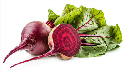 Red Beetroot with leaf isolated on white background
