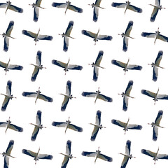 Flying heron photo motif pattern