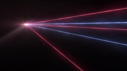 Abstract laser beams light glowing neon lines style VJ dance party show on black background.