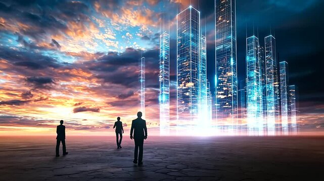 Futuristic Skyline of Skyscrapers Above Empty Plain