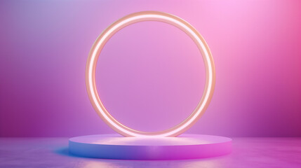 Obraz premium Elegant Purple and Golden Podium for Product Display