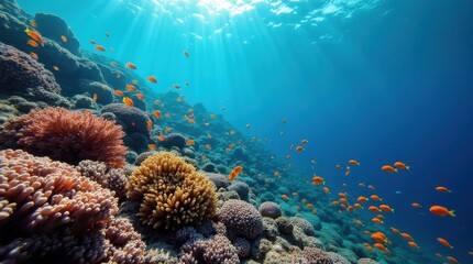 Naklejka premium Vibrant Coral Reef with Exotic Fish