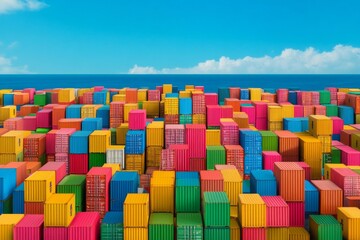 Fototapeta premium A shipping container yard with customs officers inspecting goods. Generative AI
