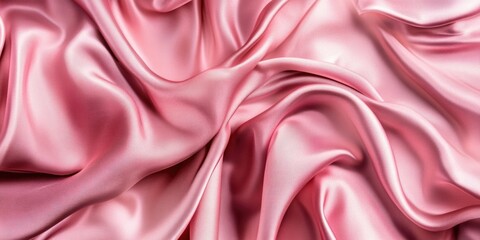 Abstract flowing silk fabric texture, beautiful draped shimmering satin background in rose pink
