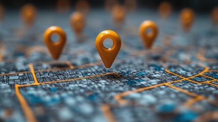 Map with Location Pins and Network Lines for GIS Visualization