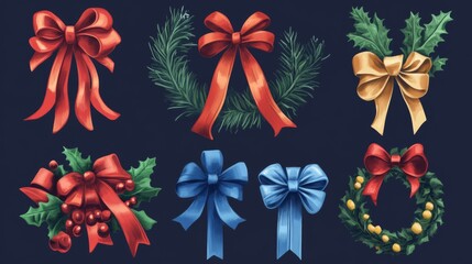 Christmas Bow and Wreath Decorations: Festive Holiday Elements