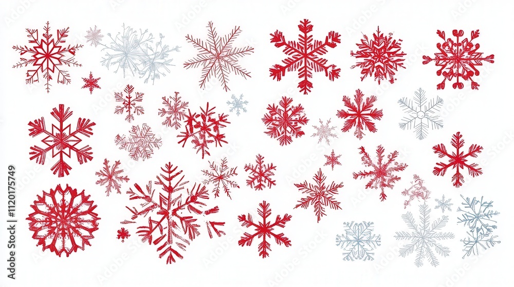 Fototapete a merry christmas vector illustration featuring a delicate array of snowflakes scattered across a wh