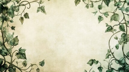 Obraz premium Vintage Watercolor Ivy Vine Leaves Frame Background