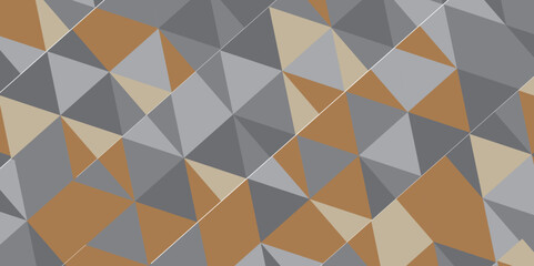 image of low relief 3D triangle interior wall in gold color background. Abstract colorful Seamless triangular pattern background. Polygonal Mosaic Background.