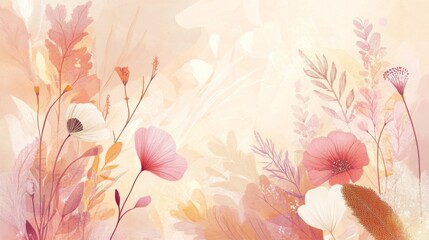 Fototapeta premium Delicate Watercolor Flowers: Pastel Floral Art Print
