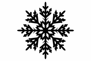 Black Snowflake Silhouette on White Background