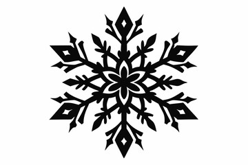 Black Snowflake Silhouette on White Background