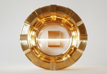 Contemporary Design Featuring a Circular Golden Structure with Geometric Elements, Symbolizing Innovation and Luxury in Modern Aesthetics