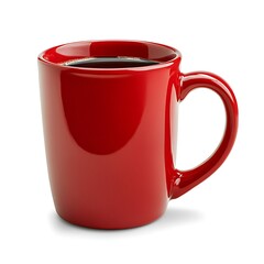 Red ceramic coffee mug isolated on white background