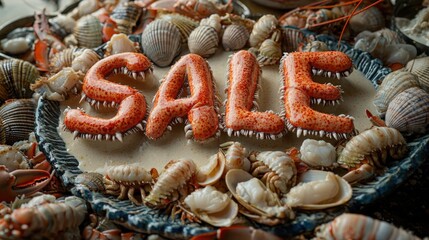 Fresh seafood for sale at local market featuring vibrant shellfish and crustaceans