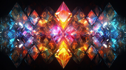 Abstract Geometric Crystal Pattern. Concept of vibrant energy, digital art, and futuristic design.