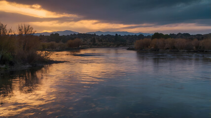 Obraz premium creative depiction of a serene summer lake with colorful patterns and textures highlighting the interplay of colors and shapes