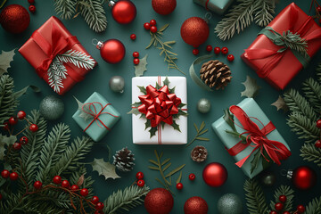 A Christmas tree with many gifts and decorations