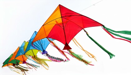 Beautiful flying kites during makar sankranti on isolated white background