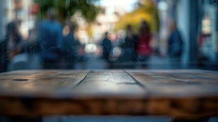 Wooden Coffee Table with Blurred Background in a Shop Setting