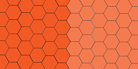 orange hexagon 3D background texture. modern abstract polygonal pattern. 3d rendering illustration. Futuristic abstract banner. black lines 3d Hexagonal. honeycomb orange Background.