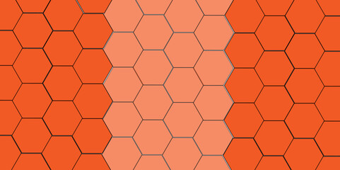 orange hexagon 3D background texture. modern abstract polygonal pattern. 3d rendering illustration. Futuristic abstract banner. black lines 3d Hexagonal. honeycomb orange Background.