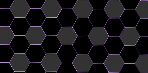 Black hexagon 3D background texture. modern abstract polygonal pattern. 3d rendering illustration. Futuristic abstract banner. white and black lines 3d Hexagonal. honeycomb black Background.