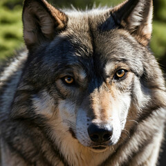 Fototapeta premium Close up shot of the face of a Wolf standing in Bear Park in the Black Forest