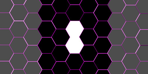 Black hexagon 3D background texture. modern abstract polygonal pattern. 3d rendering illustration. Futuristic abstract banner. white and black lines 3d Hexagonal. honeycomb black Background.