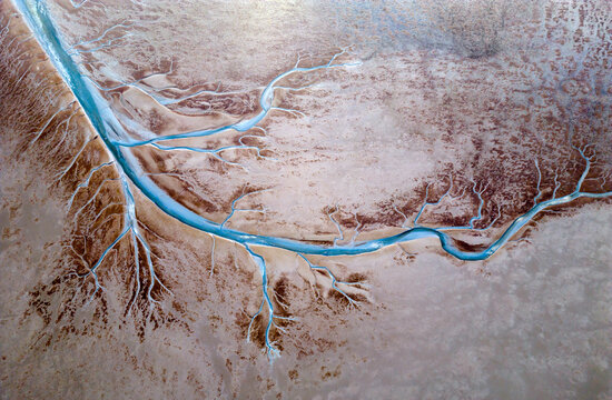 Aerial view of the tidal channels showing a fractal like structure, The Netherlands