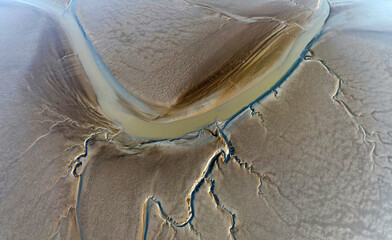 Aerial view of the tidal channels showing a fractal like structure, The Netherlands